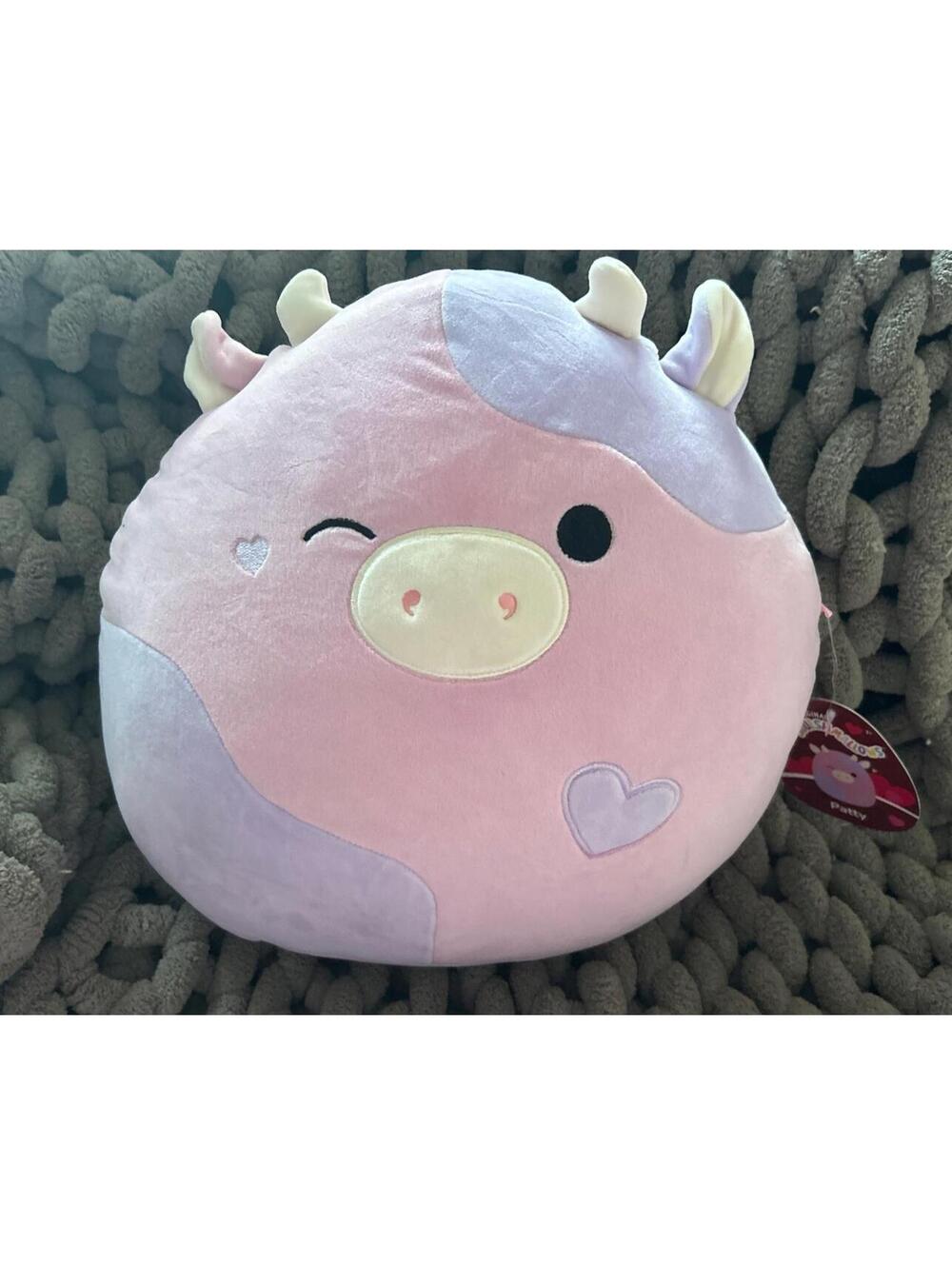 Squishmallow 14 inch Patty the Winking Cow Pink Lavender 2025 NEW w Tags Heart